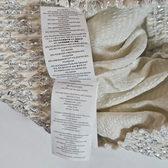 Michael Kors Top Womens Medium‎ Silver Glitter Paisley Short Sleeve Pullover - Picture 8 of 8